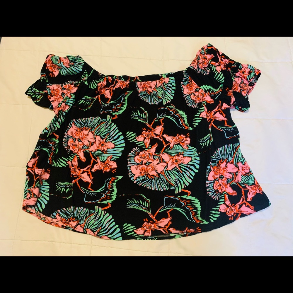 Levi's Plus Size Floral-Print Off-The-Shoulder Top
